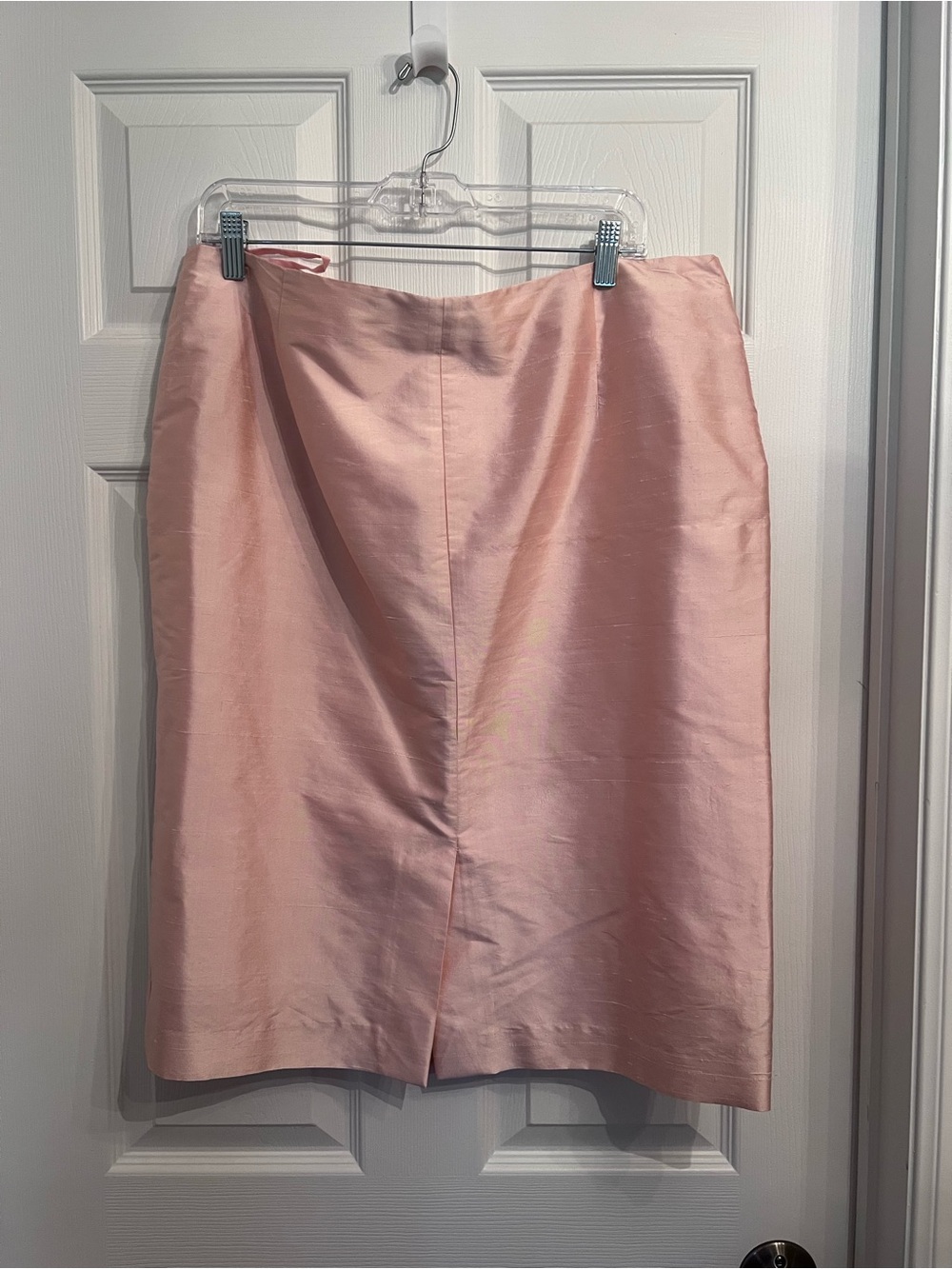 Adolfo Dominguez Blush Pink Raw Silk Pencil Skirt